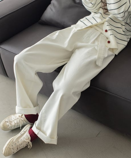 loose straight belt pants /3color　　IR1583