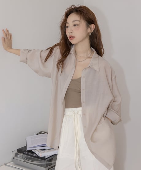 back slit sheer shirt　　IR1342