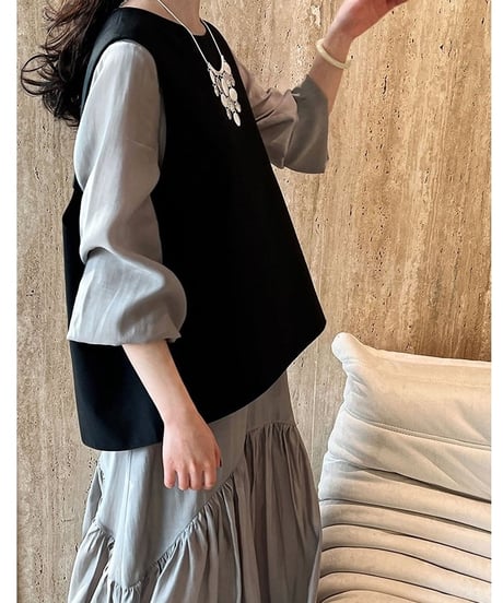 v-neck hem flare onepiece /2color　　IR1591