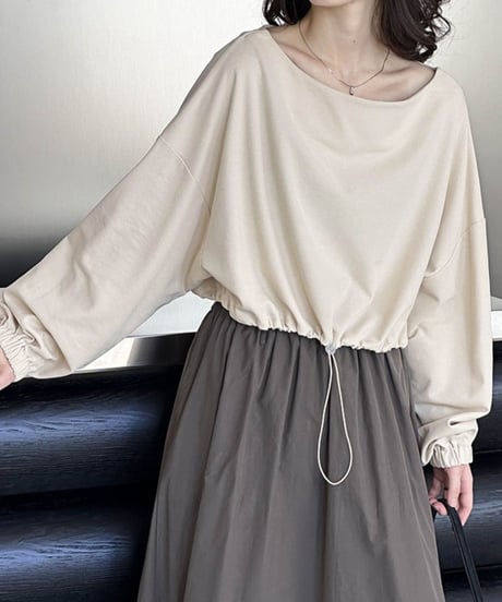 drawstring hem top　　IR1511