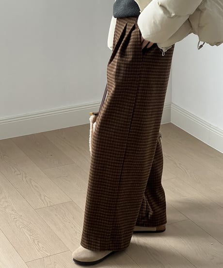 retro check tuck wide pants  /2color　IR1558