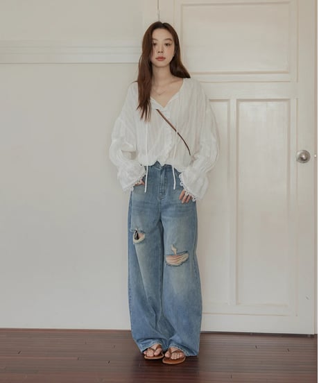 lace flare sleeve blouse　　IR1668