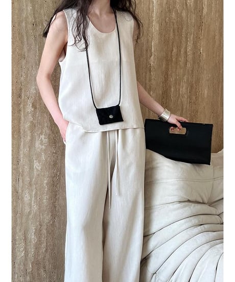 sleeveless tops + easy pants setup /2color　　IR1664