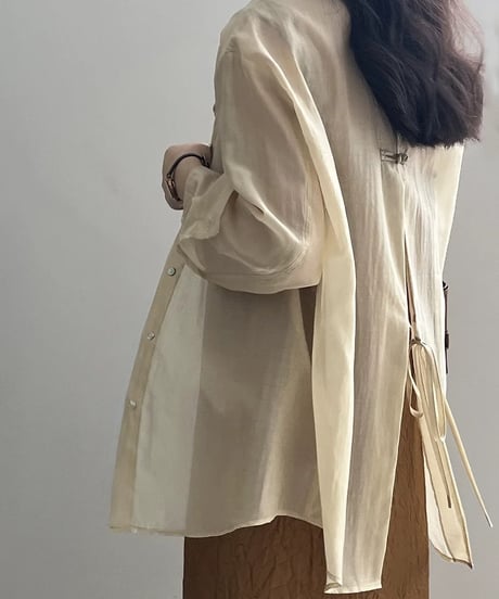 double ribbon back slit shirt /5color　　IR1667