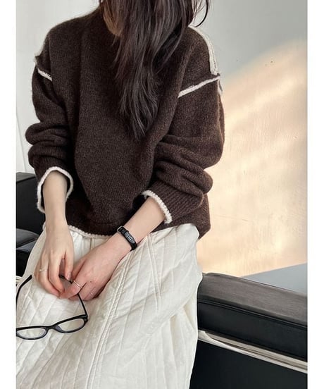 drop shoulder stitch knit　　IR1545
