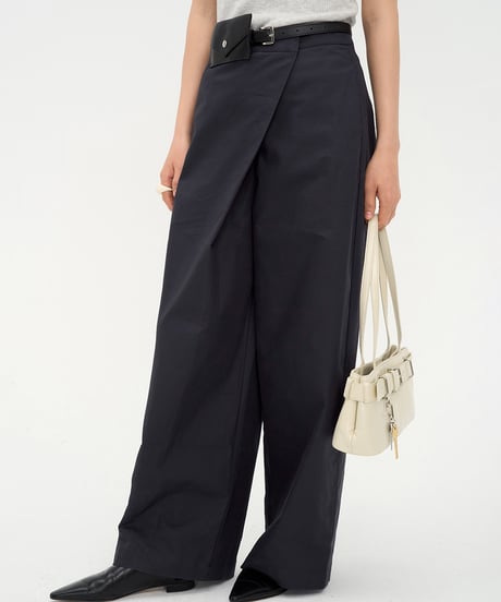 asymmetry cross wide pants + belt set/3color　IR1574