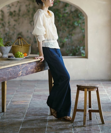 high waist denim wide pants　IR1403