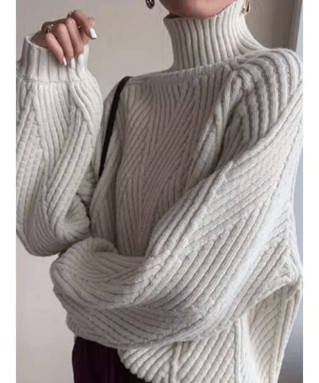 high neck diamond shape knit /2color　　IR1505
