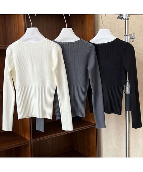 henry neck rib knit sew /3color　IR1575