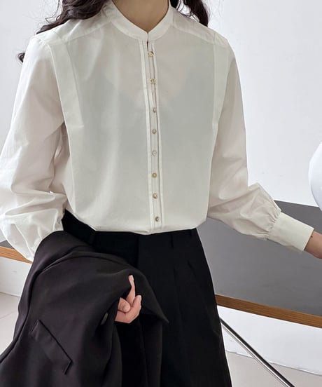band collar button design blouse　　IR1593