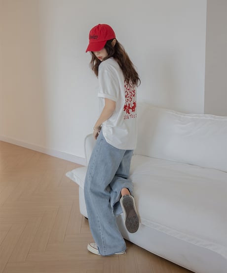 Flower pattern back print T-shirt　　IR1397