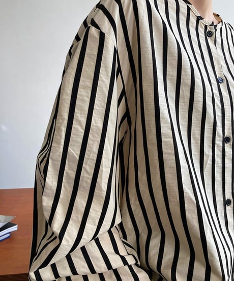 no-collar striped shirt　　IR1478