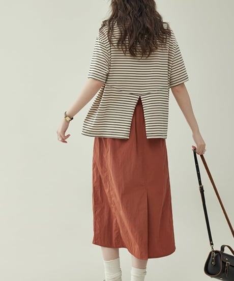back slit border shirt　　IR1617