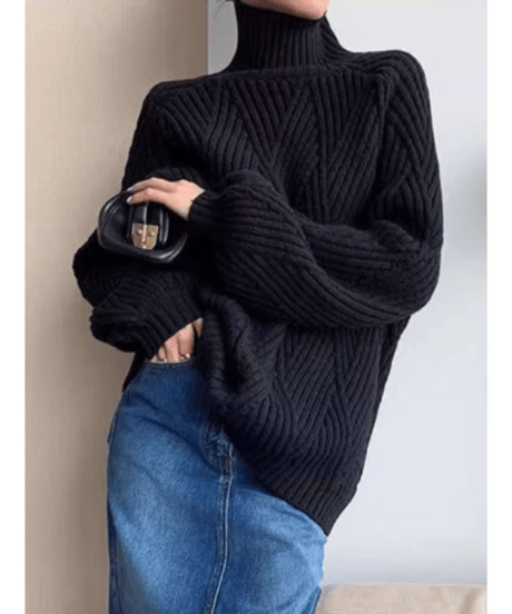 high neck diamond shape knit /2color　　IR1505