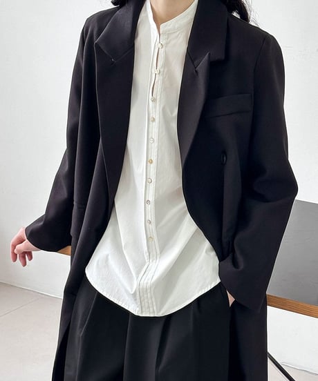 band collar button design blouse　　IR1593