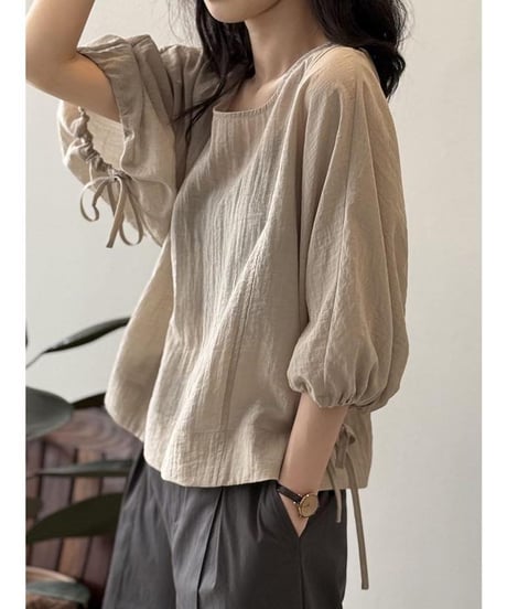 natural balloon sleeve blouse /2color　　IR1669