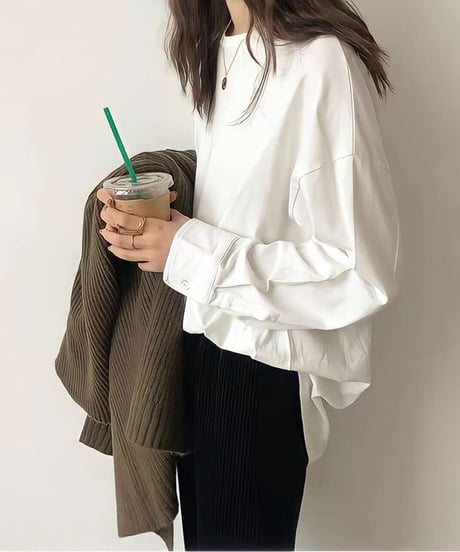 round neck cuff sleeve pullover　　IR1484