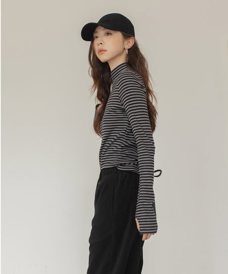 bottleneck border rib knit /2color　IR1587