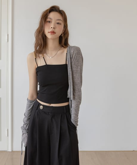 front ribbon short cardigan　IR1344