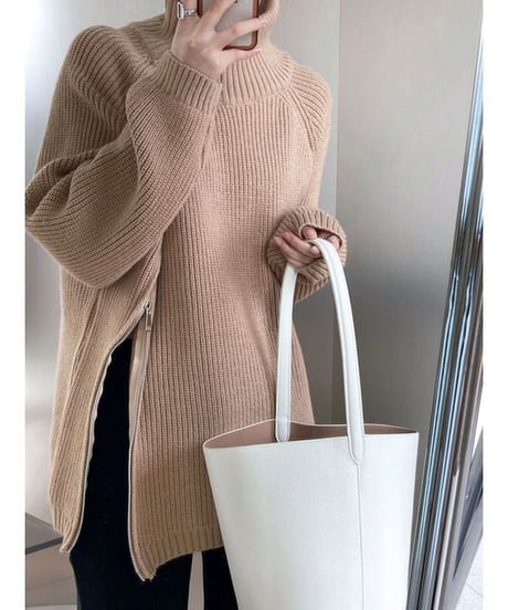 side zipper knit tops　　IR1514