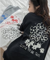 Flower pattern back print T-shirt　　IR1397