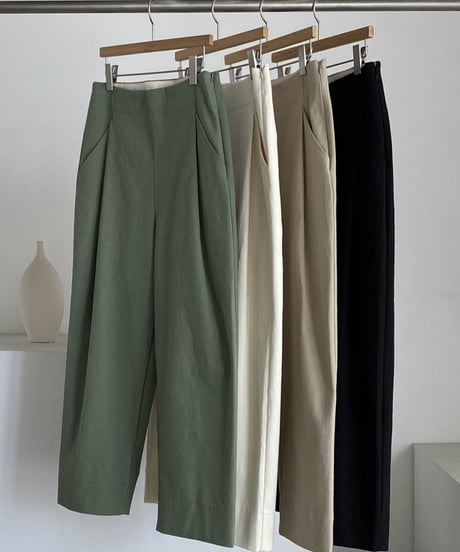 wide leg casual tuck pants /4color　　IR1604