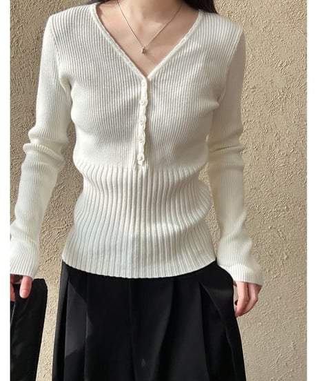 henry neck rib knit sew /3color　IR1575