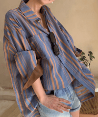 bi-color striped shirt　IR1404