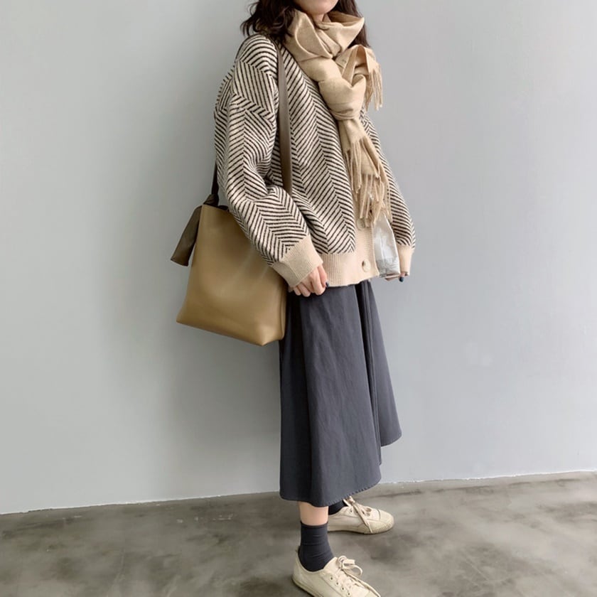 striped knit cardigan IR1526 | irumoon