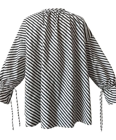 drawstring stripe tunic blouse　　IR1640