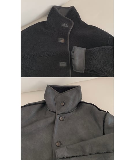 leather boa reversible 2-way coat /2color　　IR1556