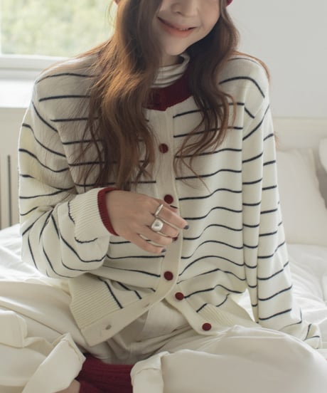 wool blend striped cardigan /3color　IR1569