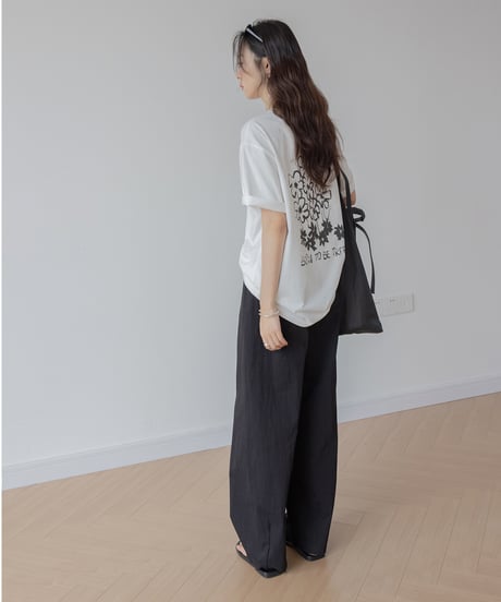 Flower pattern back print T-shirt　　IR1397