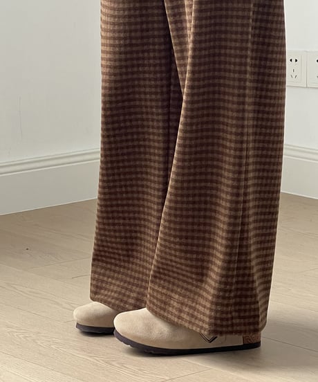 retro check tuck wide pants  /2color　IR1558