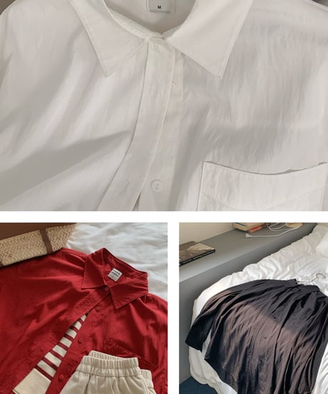 loose lapel cotton shirt　　IR1343