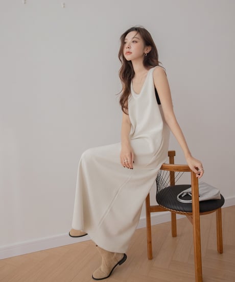 u-neck stitch long one piece /3color　　IR1544