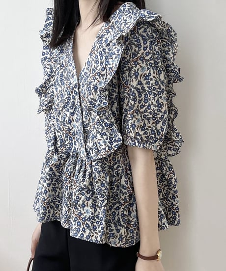 floral frill blouse　　IR1660