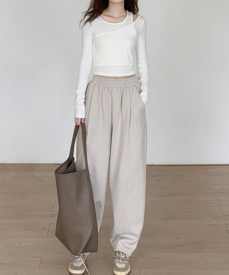 fake overlap slim cutsew /2color　　IR1589