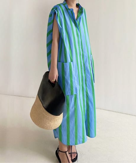 stripe shirt one-piece　　IR1352