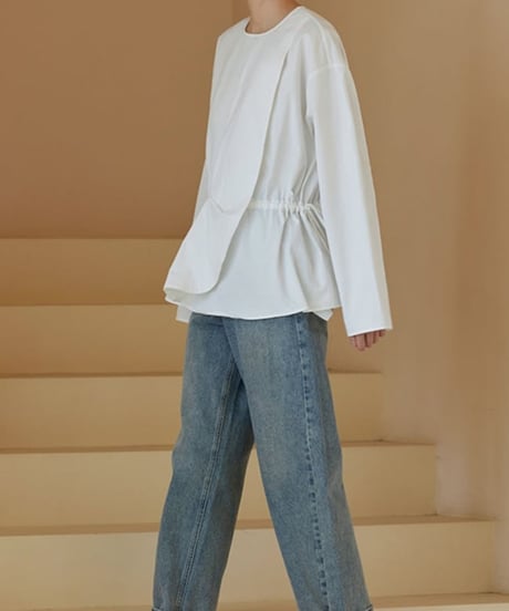 asymmetric peplum shirt　　IR1435