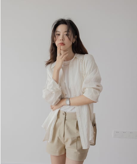 one button back slit 2way shirt　　IR1400