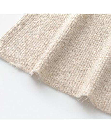 front slit rib knit cardigan + skirt setup /2color　　IR1562