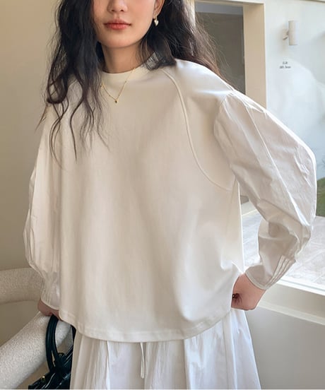 cuff stitch lantern sleeve shirt　　IR1603
