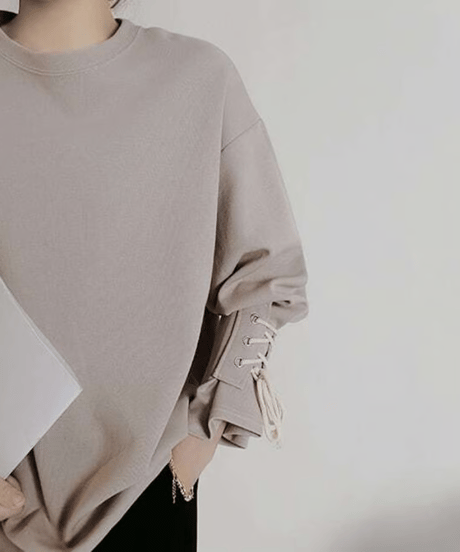 lace up sleeve pullover　　IR1476