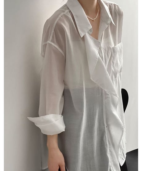 draped sheer big shirt /3color　　IR1609