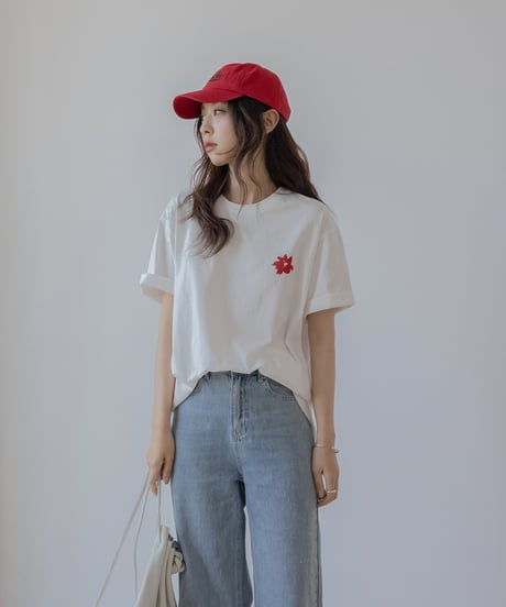 Flower pattern back print T-shirt　　IR1397