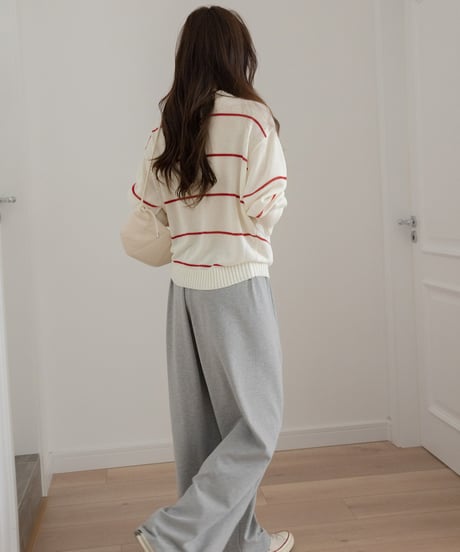 v-neck striped loose sweater　　IR1452