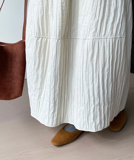 wrinkled flare long skirt /3color　　IR1551