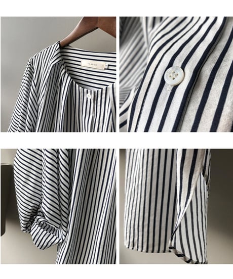 round neck striped blouse　　IR1482