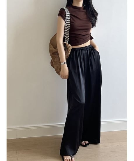 semi glossy wide pants　　IR1441
